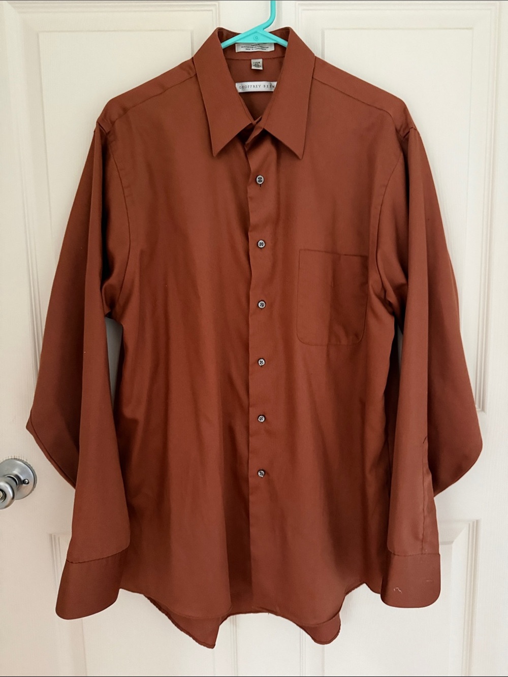Geoffrey Beene Men's Rust Brown Long-Sleeve Dress Shirt